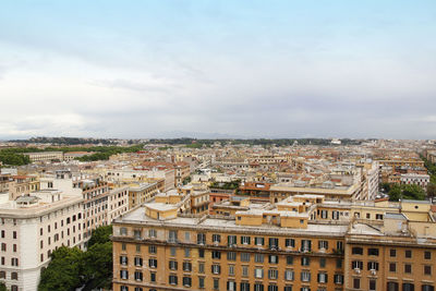 Rome and vatican city skyline from window of the vatican museum in cloudy day