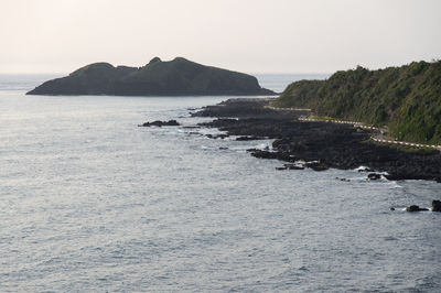 Scenic view of sea against clear sky