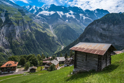 Scenic picture from gimmelwald at lauterbrunnen valley, switzerland