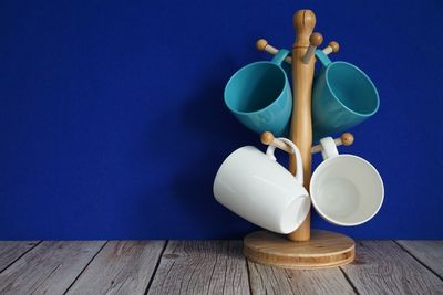 High angle view of container on table