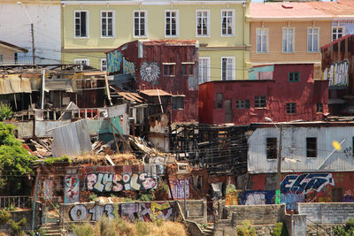Graffiti on wall of building in city