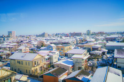 High angle view of townscape against sky