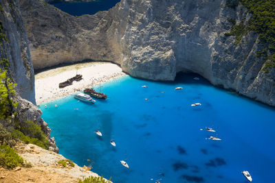 Scenic view of sea against blue sky