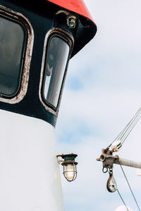 Low angle view of ship against sky