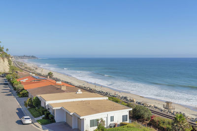 Scenic view of sea against clear sky