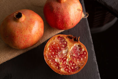 High angle view of fruits on table