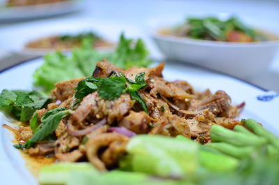 Close-up of meal served in plate