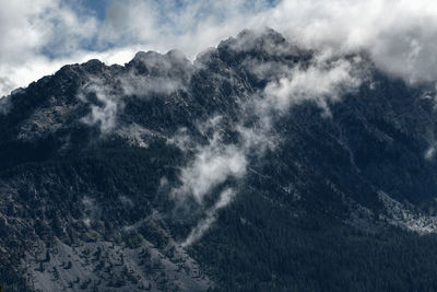 Low angle view of mountain range against sky