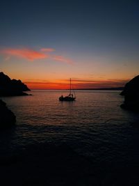 Scenic view of sea/boat against sky during sunset, Île de frioul, marseille,  france 