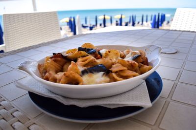 Close-up of food in plate on table