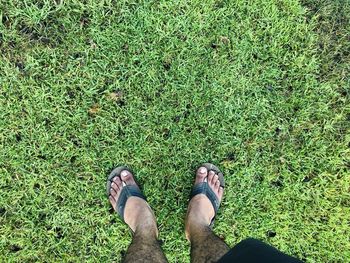 Low section of man standing on ground