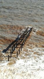 Close-up of snow on beach
