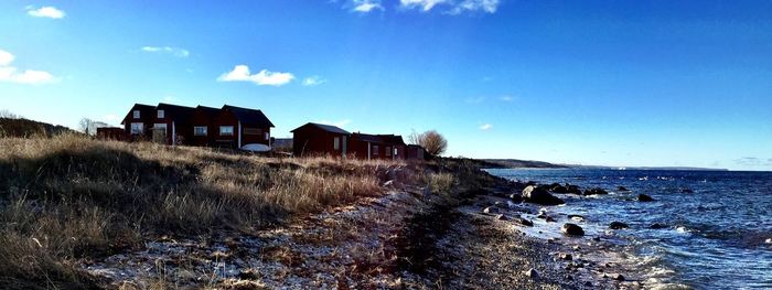 Houses against blue sky