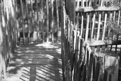 Close-up of old wooden wall in building