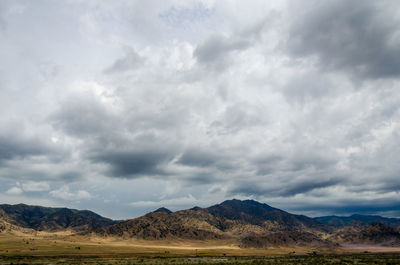 Scenic view of mountains against sky