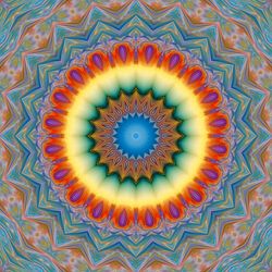 Directly below shot of multi colored ceiling