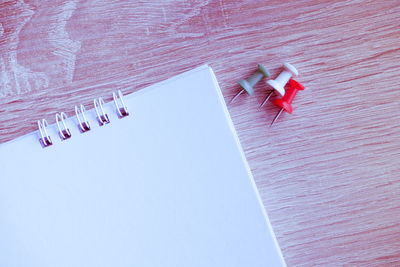 High angle view of flag against pink water