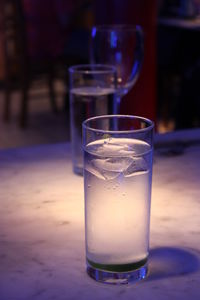 Close-up of beer in glass on table