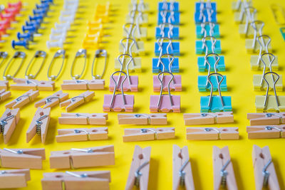 Full frame shot of multi colored clothespins