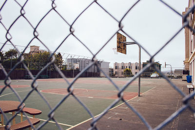Playing field seen through chainlink fence