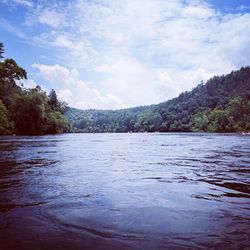 Scenic view of lake against sky