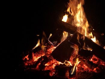 Close-up of bonfire at night