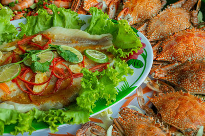 High angle view of meal served in plate