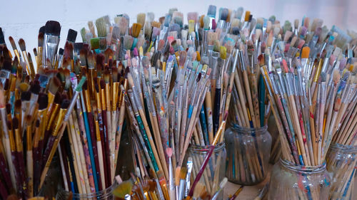 Close-up of paintbrushes