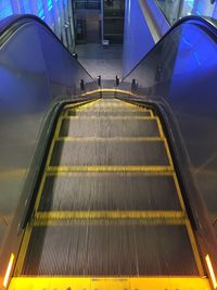 High angle view of illuminated staircase
