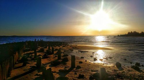 Scenic view of sea at sunset