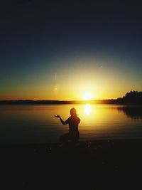 Scenic view of sunset over sea