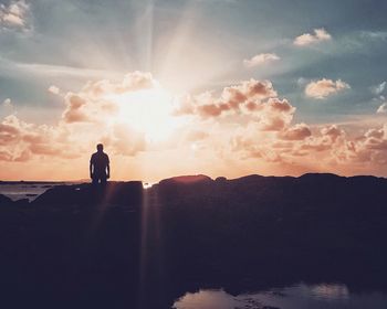 Silhouette of mountain at sunset