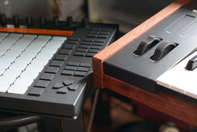 Close-up of computer keyboard on table