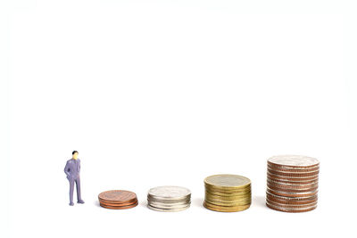 Stack of objects against white background