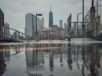 Reflection of buildings in city