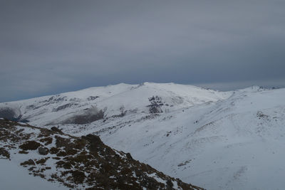 Scenic view of snow mountains against sky