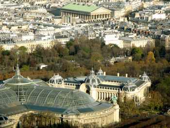 High angle view of buildings in town