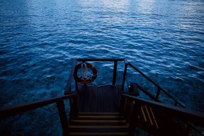 High angle view of staircase in sea