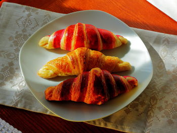 High angle view of dessert in plate on table