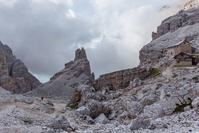 Panoramic view of rocky mountains against sky