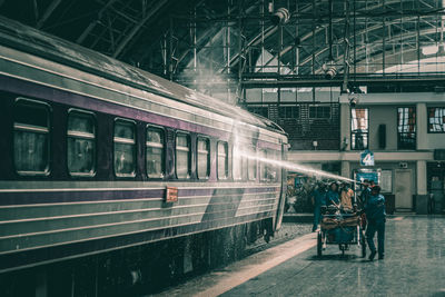 Train on railroad station platform