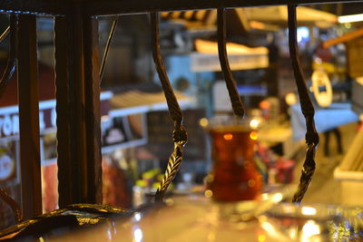 Close-up of a glass of a restaurant