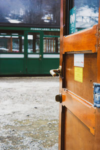 Close-up of train at railroad station