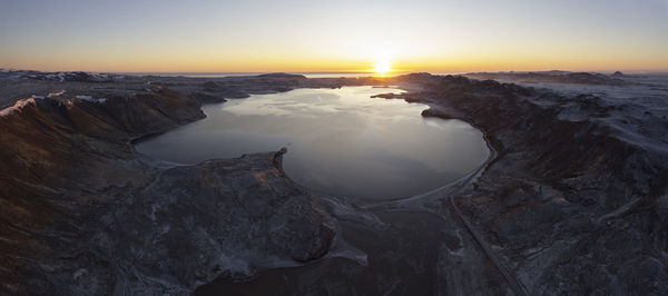 Highland lake in sunset light