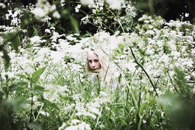 Close-up of woman in meadow