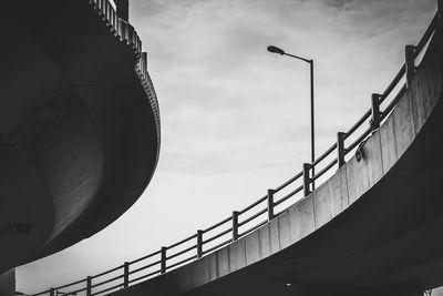 Low angle view of bridge against sky in city