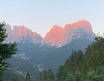 Scenic view of mountains against clear sky