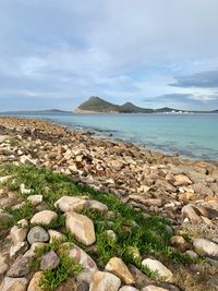 Scenic view of beach against sky