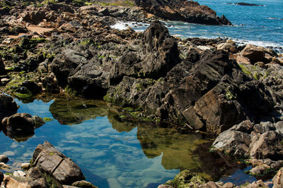 Scenic view of rocks in sea