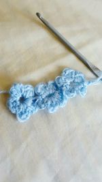 Close up of blue fabric